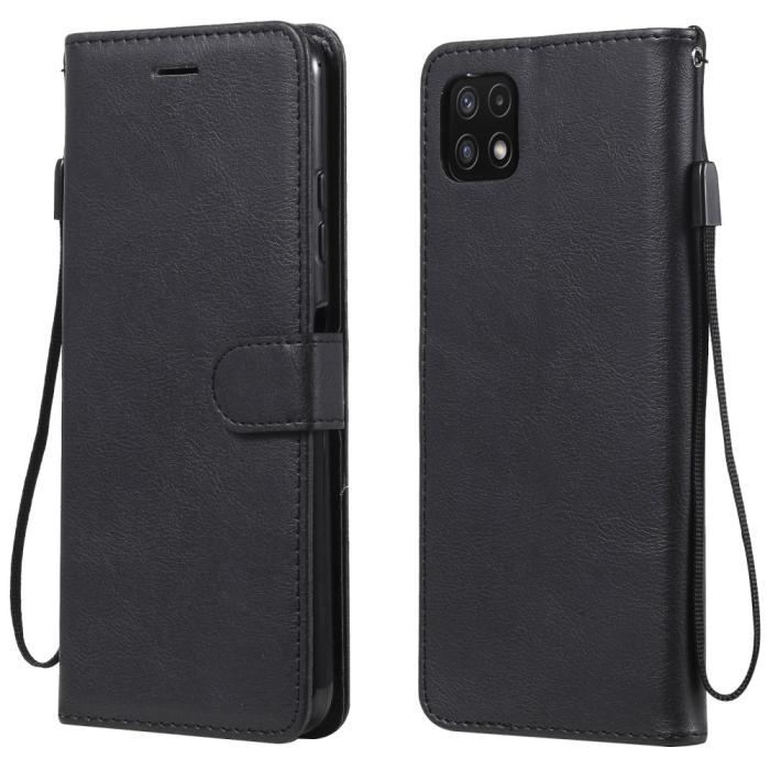 Bild 1, Samsung Galaxy A22 5G - Solid Läder Fodral - Svart