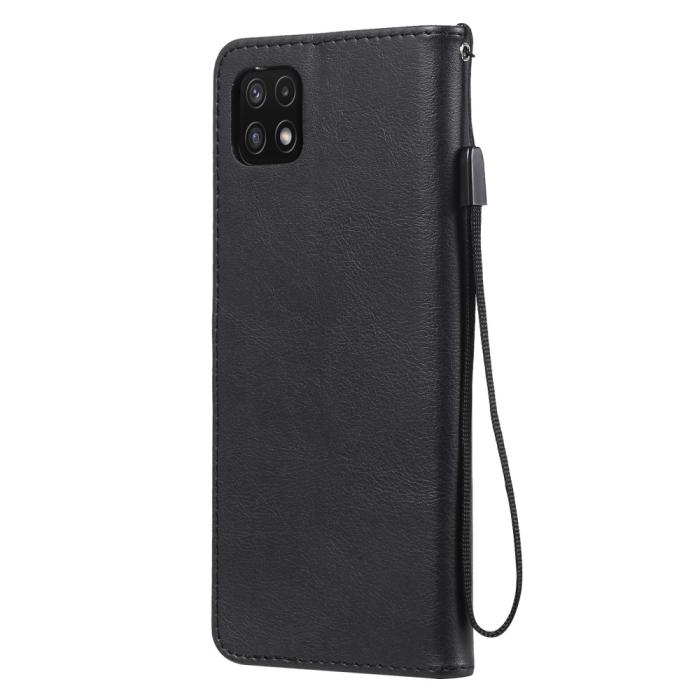 Bild 3, Samsung Galaxy A22 5G - Solid Läder Fodral - Svart