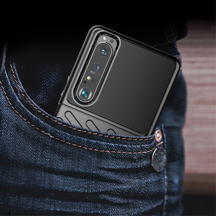 Bild 6, Sony Xperia 1 III - Twill Textur Skal - Blå