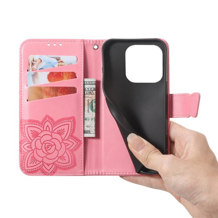 Bild 4, Xiaomi 17 Fodral Läder Fjäril Rosa