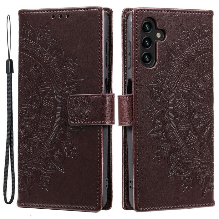 Bild 1, Samsung Galaxy A34 5G Fodral Mandala Läder Brun