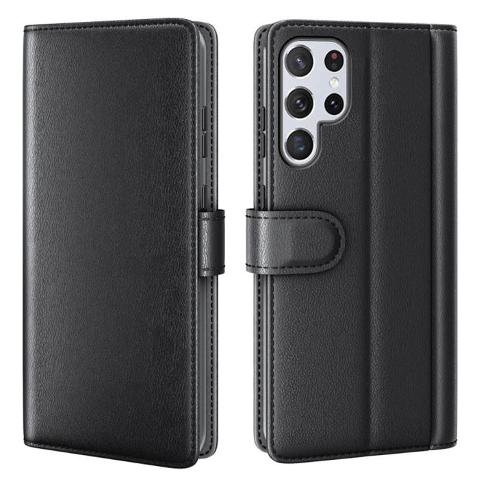 Bild 1, Samsung Galaxy S22 Ultra Fodral Premium Äkta Läder Svart