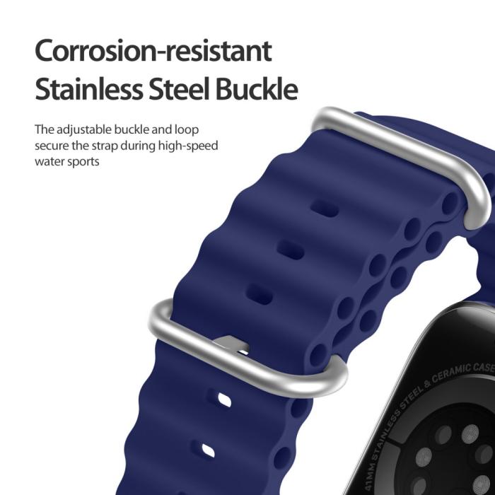 Bild 5, DUX DUCIS Apple Watch 38/40/41 mm Armband Wave Design Blå