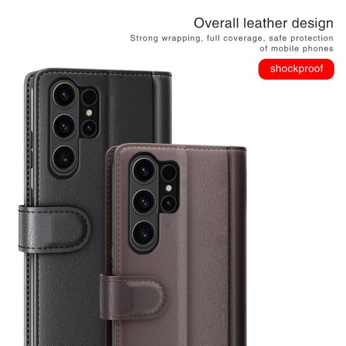 Bild 5, Samsung Galaxy S24 Ultra Fodral Premium Äkta Läder Brun
