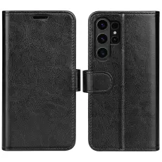 Samsung Galaxy S24 Ultra Fodral Crazy Horse Läder Svart