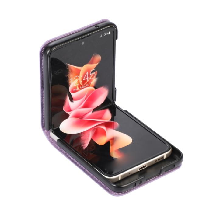 Bild 4, Samsung Galaxy Z Flip 4 Skal Läder Kortfack Lila