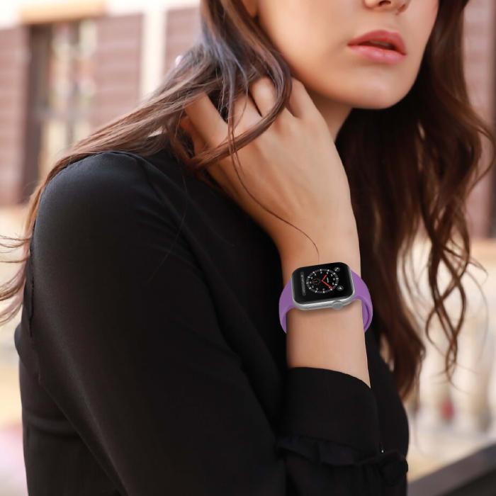 Bild 5, Apple Watch 42/44/45/49 mm Silikon Armband (S/M) Lila
