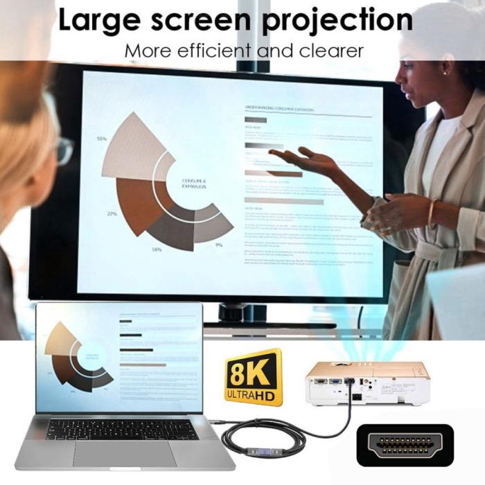 Bild 6, 8K 60Hz 90° Nedvinkel HDMI Hane - HDMI 2.1 Hona Adapter Blå