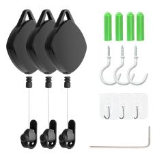 3-PACK VR Kabelh&aring;llare F&ouml;r Takmontering Svart