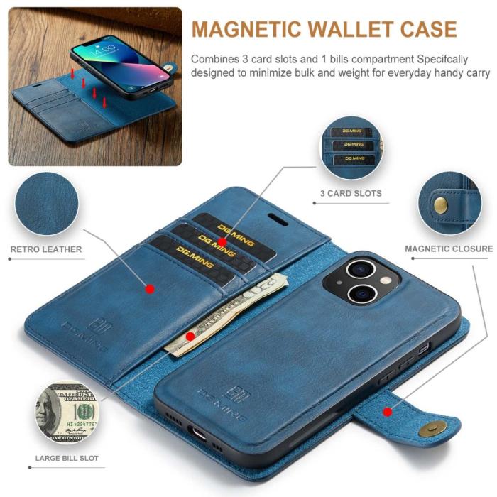 Bild 5, DG.MING iPhone 15 2in1 Magnet Fodral / Skal Blå