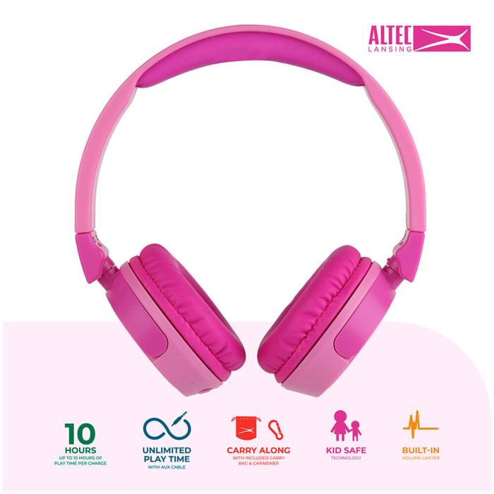 Bild 5, Altec Lansing Trådlösa Barnhörlurar 2in1 On-Ear Rosa