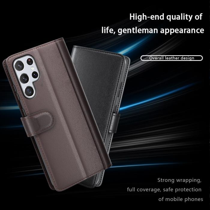 Bild 6, Samsung Galaxy S22 Ultra Fodral Premium Äkta Läder Svart