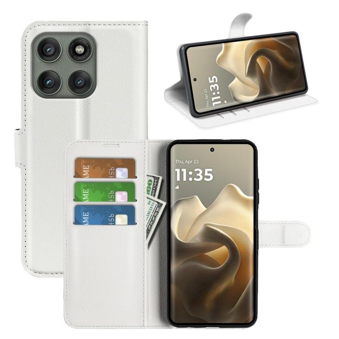 Bild 6, Motorola Edge 60 Pro Fodral Litchi Läder Vit