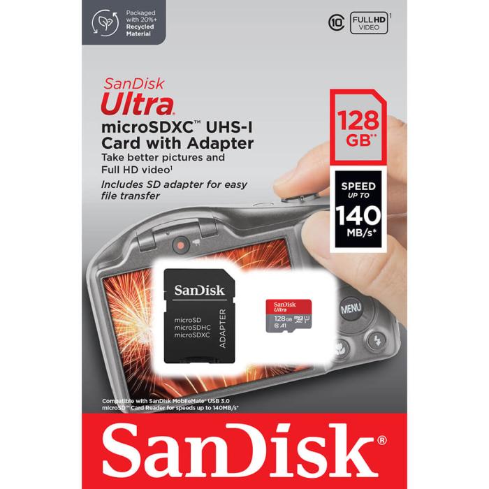 Bild 2, SanDisk MicroSDXC Foto Ultra 128GB 140MB/s Inkl. Adapter