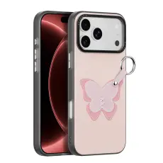 DUX DUCIS iPhone 18 Pro Max Skal PU-L&auml;der Fj&auml;ril Ljusrosa