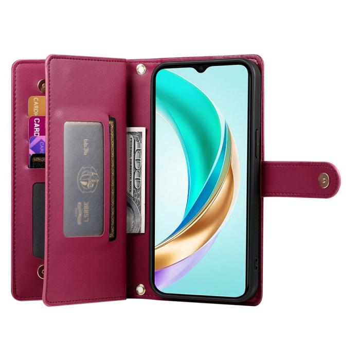 Bild 2, Honor 400 Lite Fodral Multifunktionellt Läder Röd