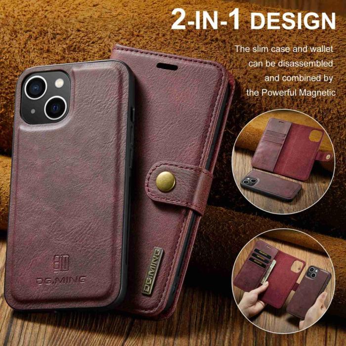 Bild 6, DG.MING iPhone 15 Plus 2in1 Magnet Fodral / Skal Röd