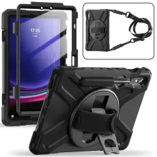 Galaxy Tab S10 Lite/S10 FE/S9 FE/S9/S8/S7 Skal 360° Hybrid Svart