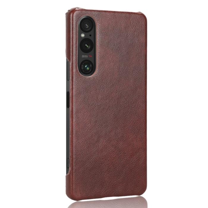 Bild 2, Sony Xperia 1 V Skal Slim Läder Brun