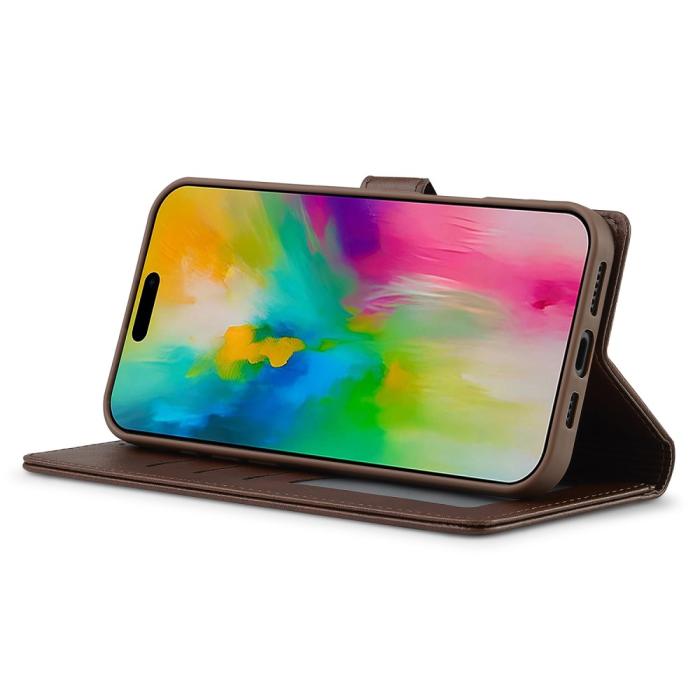 Bild 3, LC.IMEEKE iPhone 16 Fodral Läder Brun