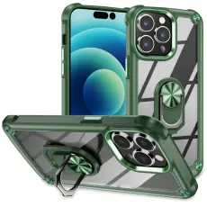 iPhone 15 Pro Max Skal Shockproof Ring Hybrid Gr&ouml;n