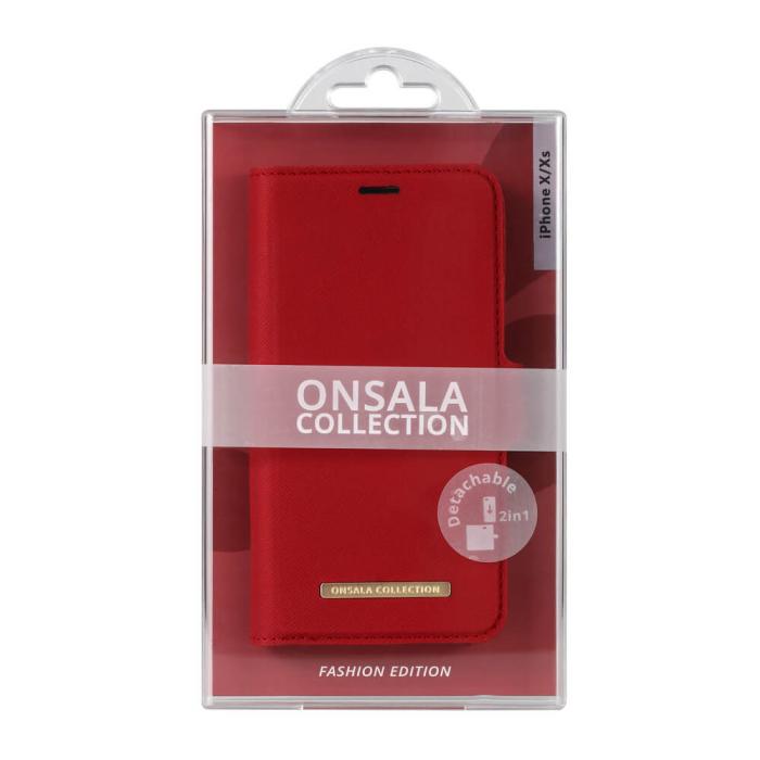Bild 2, ONSALA iPhone X / XS 2in1 Magnet Fodral / Skal Saffiano Red