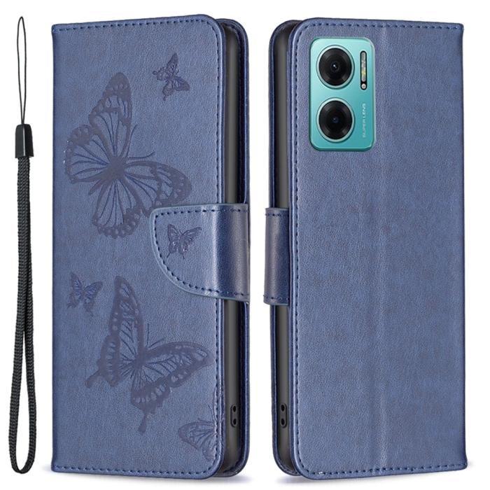 Bild 1, Xiaomi Redmi 10 5G Fodral Butterfly Mörk Blå