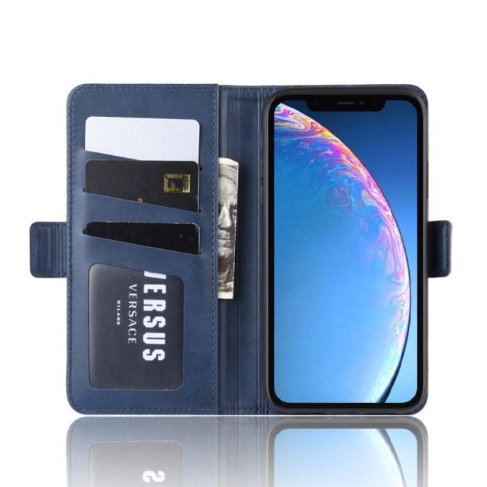 Bild 4, iPhone 11 - Plånboksfodral PU-Läder - Mörk Blå