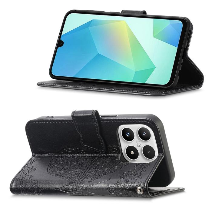 Bild 2, Xiaomi 17 Fodral Läder Fjäril Svart