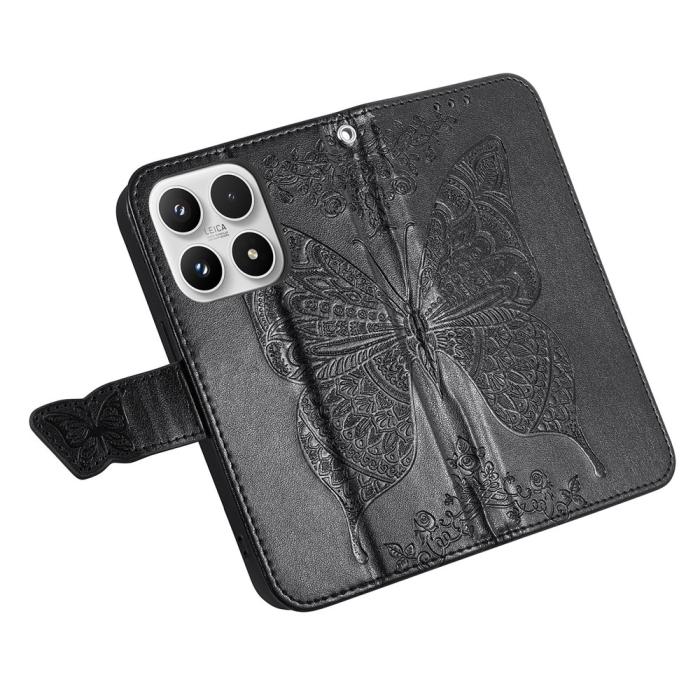 Bild 3, Xiaomi 17 Fodral Läder Fjäril Svart