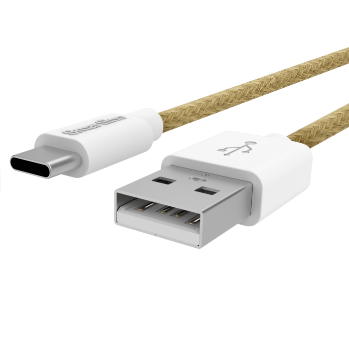 Bild 2, Smartline 2m 3A USB-C Fuzzy Laddningskabel Sand