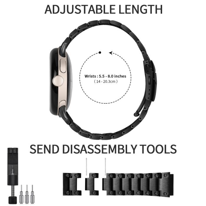 Bild 4, Lyxigt Metallarmband Google Pixel Watch / Watch 2 Svart