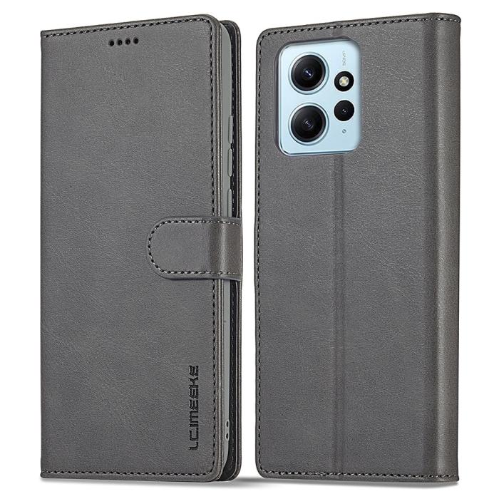 Bild 1, LC.IMEEKE Xiaomi Redmi Note 12 4G Fodral Läder Grå