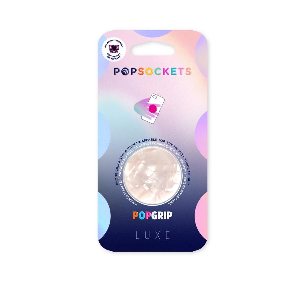 PopSockets Avtagbart Grip med Ställfunktion LUXE Acetate Pearl White