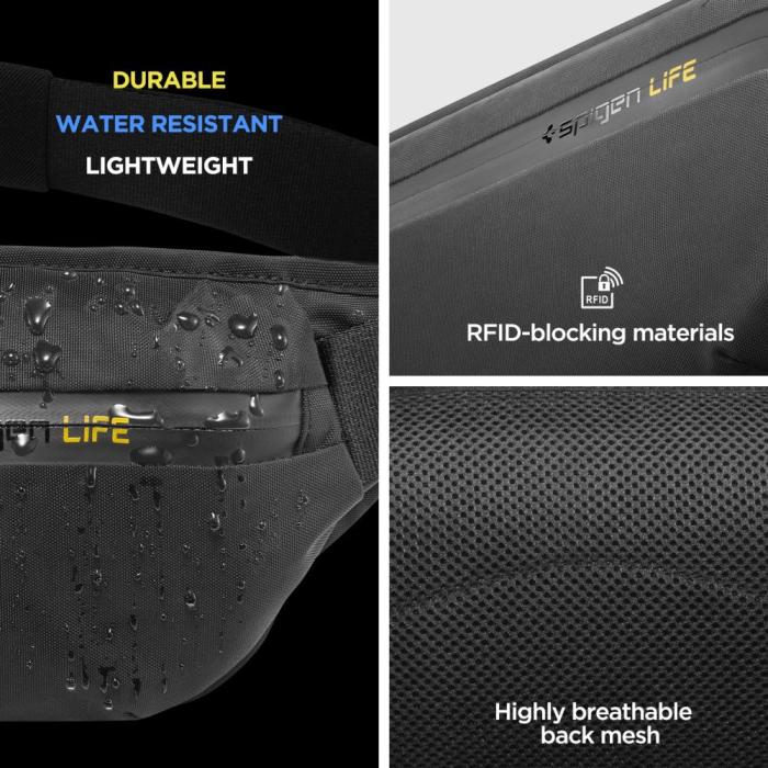Bild 4, Spigen Vattenavvisande Midjeväska RFID Svart