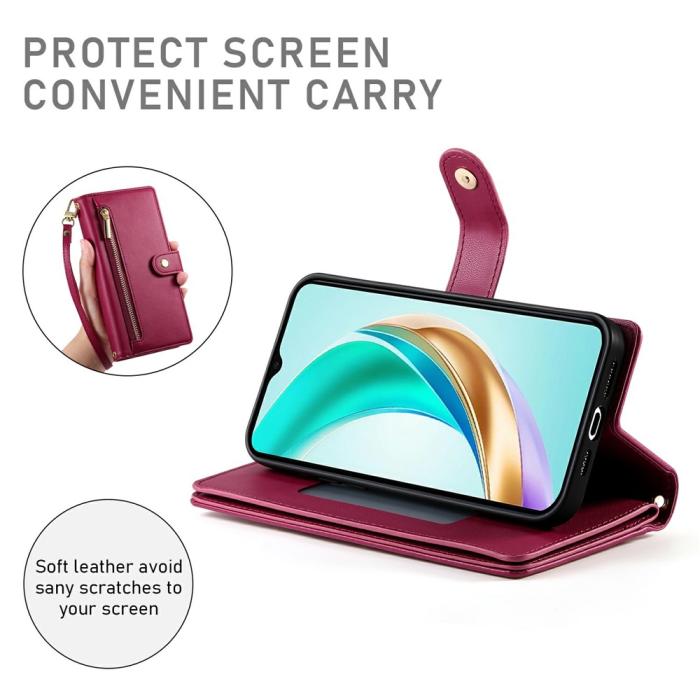 Bild 4, Honor 400 Lite Fodral Multifunktionellt Läder Röd