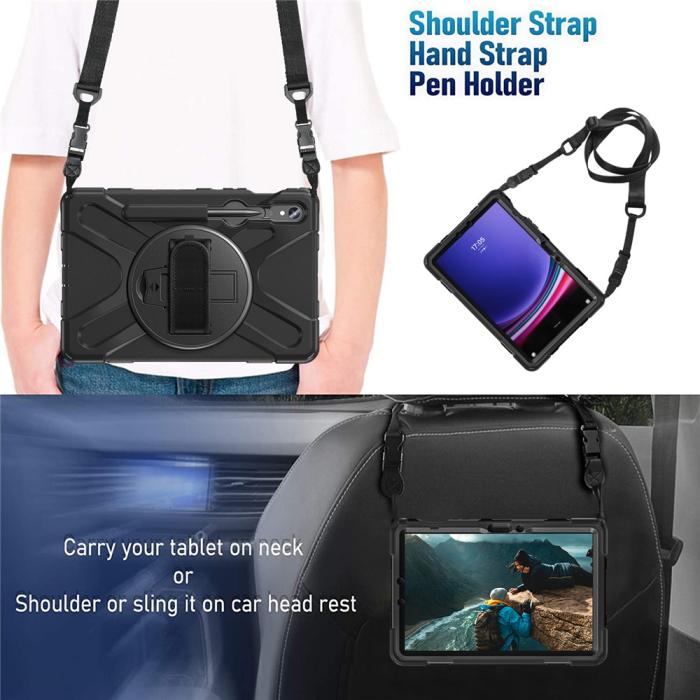 Bild 6, Galaxy Tab S10 Lite/S10 FE/S9 FE/S9/S8/S7 Skal 360° Hybrid Svart