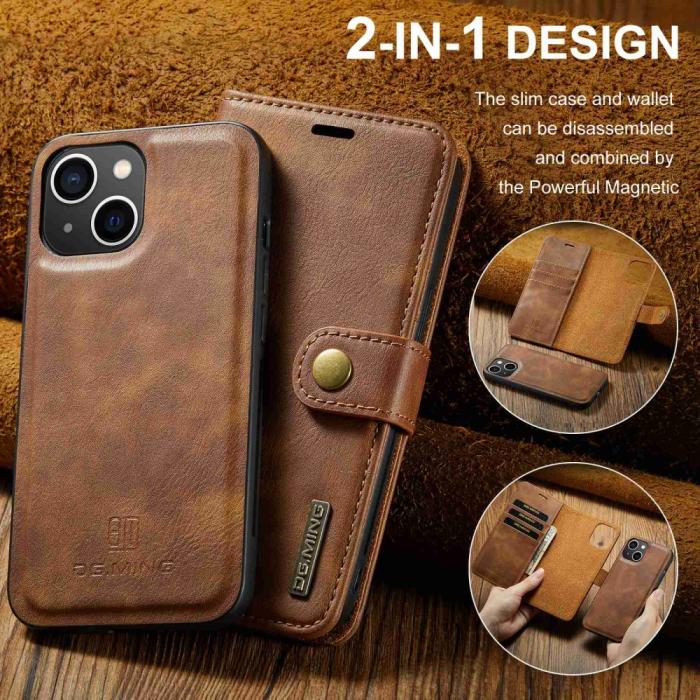 Bild 6, DG.MING iPhone 15 2in1 Magnet Fodral / Skal Brun