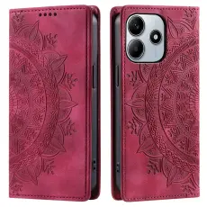 Xiaomi Redmi Note 14 4G Fodral Flip Mandala L&auml;der Rosa