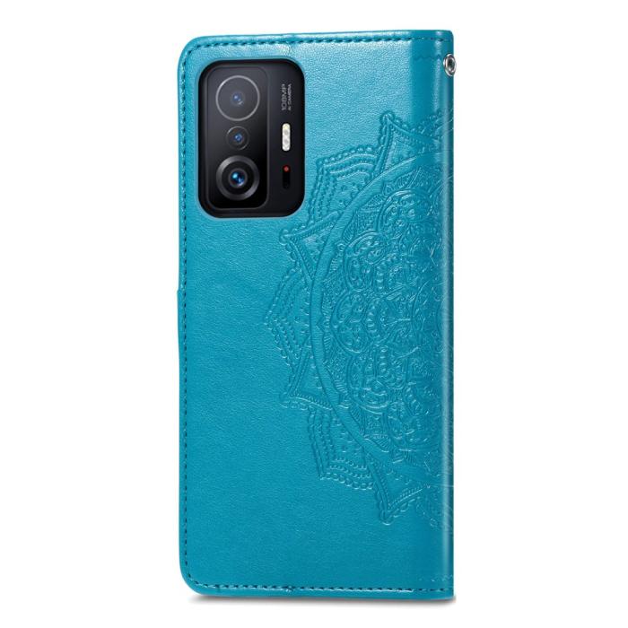 Bild 3, Xiaomi 11T / 11T Pro Fodral Läder Mandala Blå