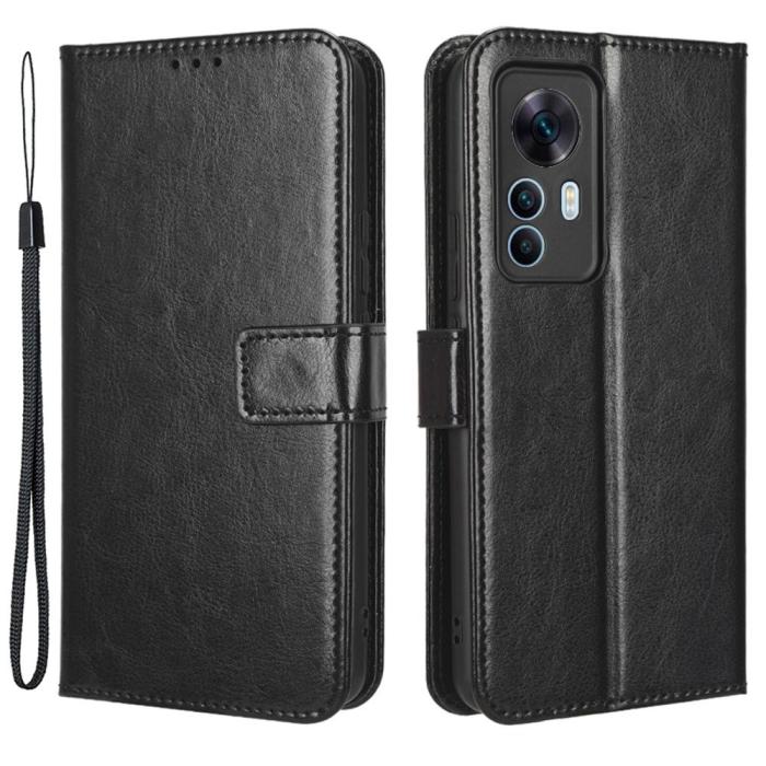 Bild 1, Xiaomi 12T / 12T Pro Fodral Crazy Horse Läder Svart