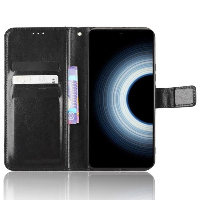 Bild 2, Xiaomi 12T / 12T Pro Fodral Crazy Horse Läder Svart