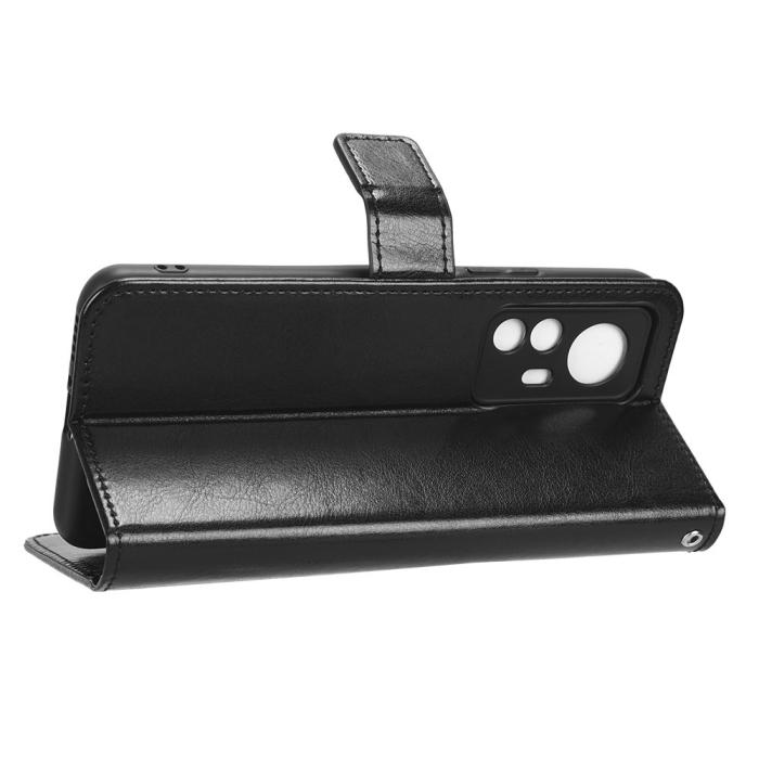Bild 3, Xiaomi 12T / 12T Pro Fodral Crazy Horse Läder Svart
