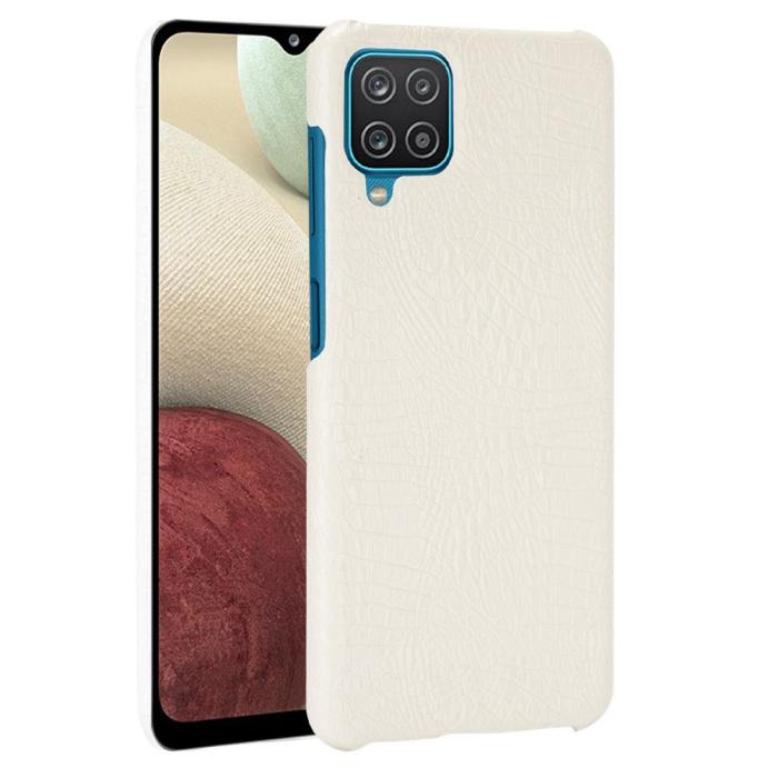 Bild 1, Samsung Galaxy A12 - Krokodil Textur Läder Skal - Vit