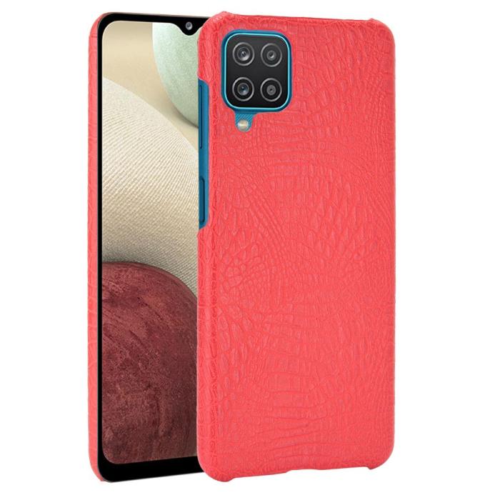 Bild 1, Samsung Galaxy A12 - Krokodil Textur Läder Skal - Röd