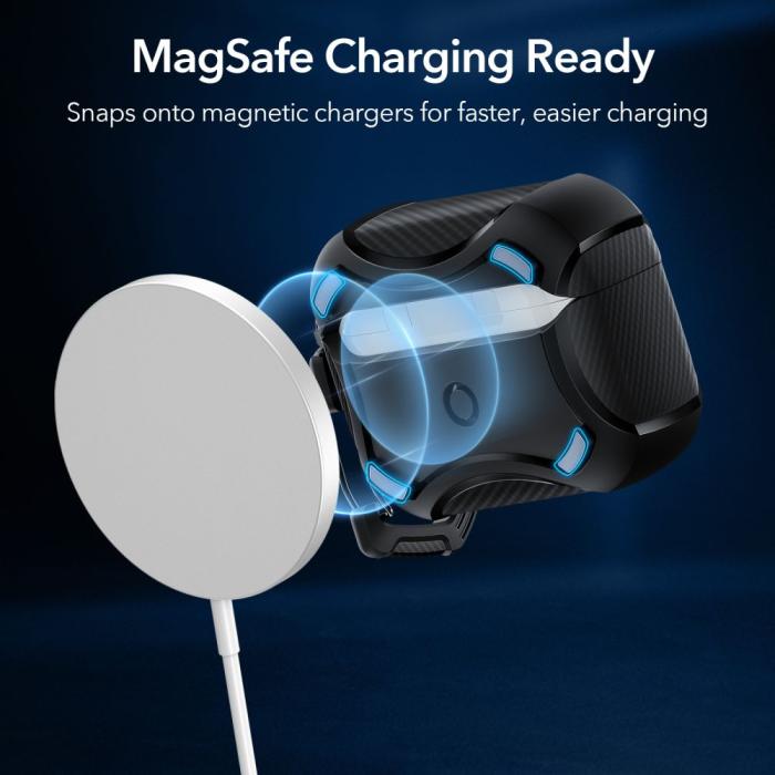Bild 3, ESR Apple AirPods Pro 1/2 Skal Cyber Armor MagSafe Svart
