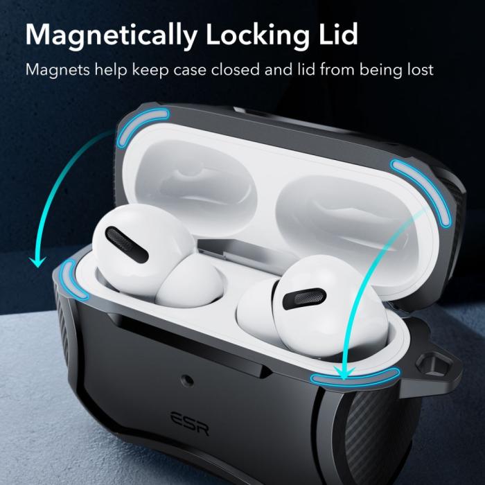 Bild 5, ESR Apple AirPods Pro 1/2 Skal Cyber Armor MagSafe Svart