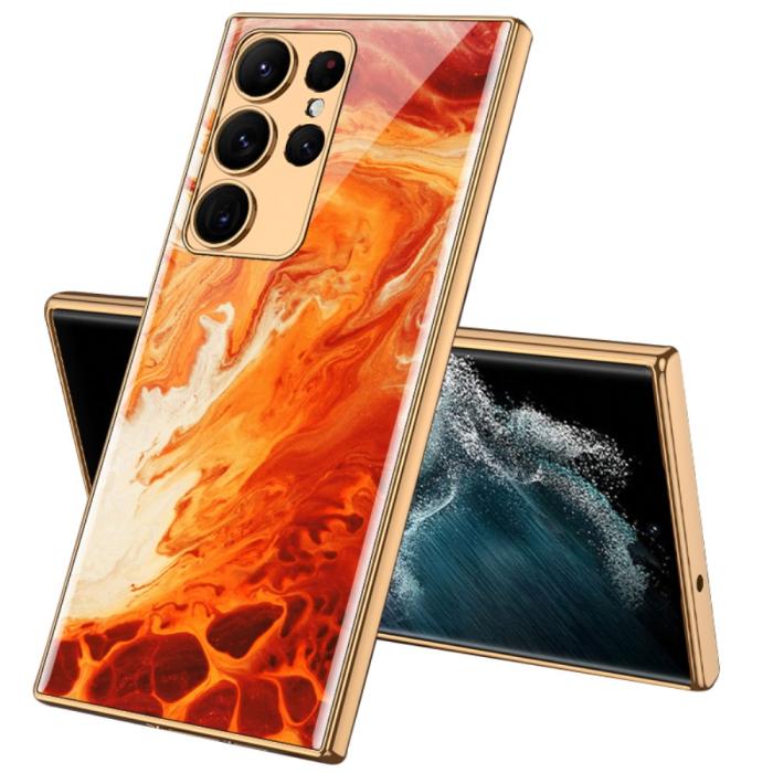 Bild 1, GKK Galaxy S24 Ultra Skal Härdat Glas Electroplate Röd Agat