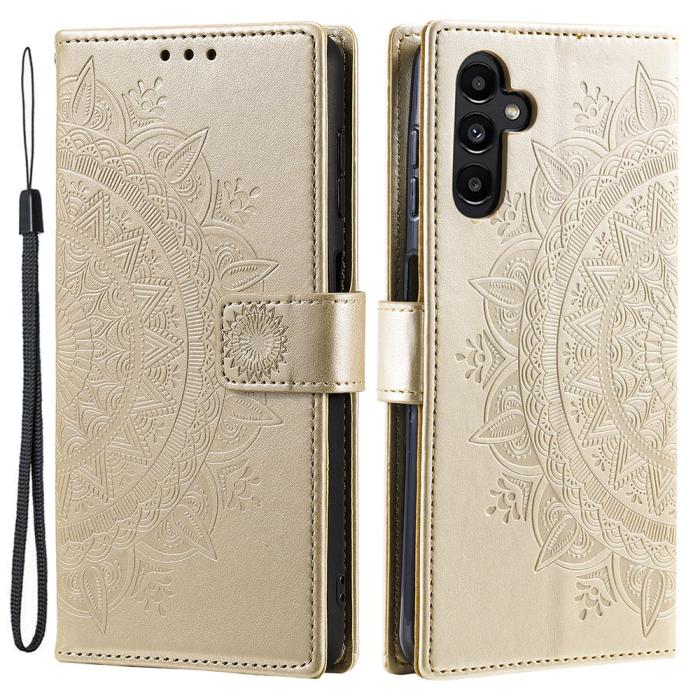 Bild 1, Samsung Galaxy A34 5G Fodral Mandala Läder Guld
