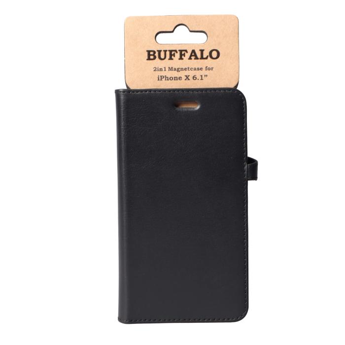 Bild 2, Buffalo iPhone XR Fodral 2in1 Äkta Läder Svart